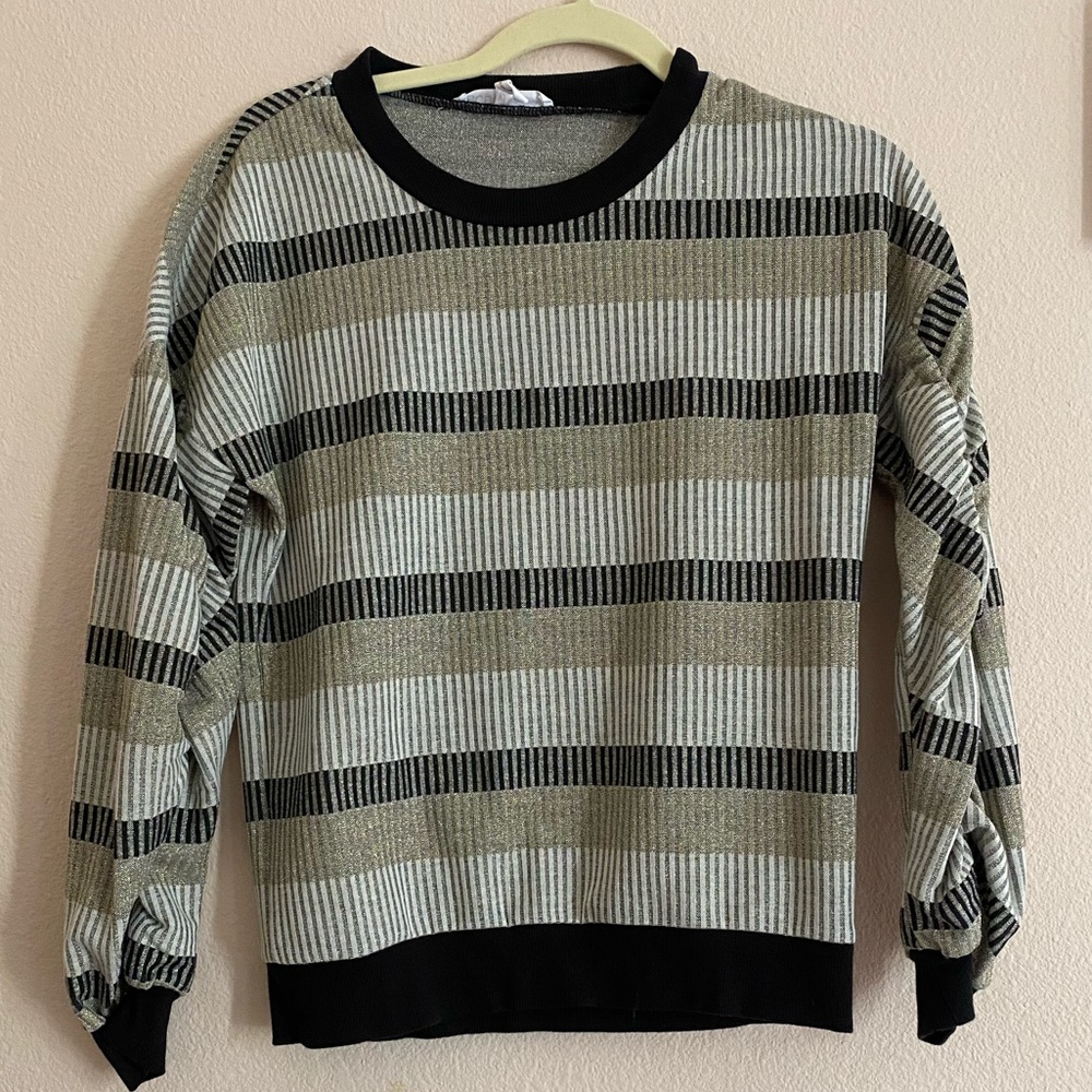 BCBGeneration metallic ribbed long sleeve